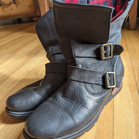 Sorel Major Moto Buffalo Plaid biker boots 9 new - Picture 3 of 4
